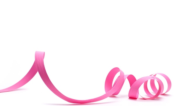 Pink ribbon over white background design element