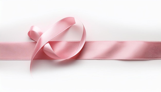 Photo pink ribbon on white background