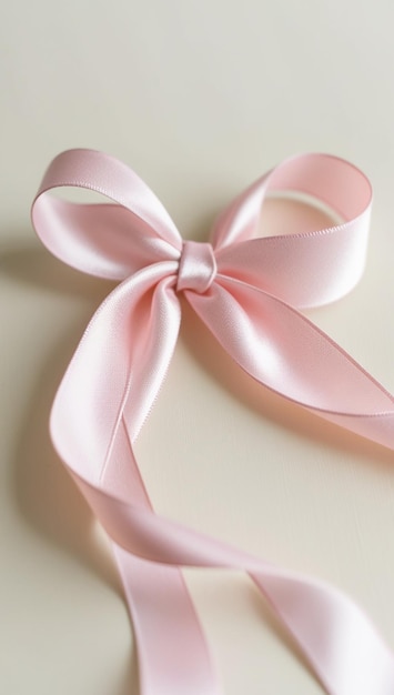 Photo a pink ribbon with a bow on it