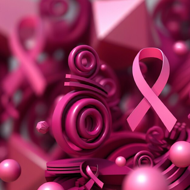 Photo a pink ribbon with the word breast on it