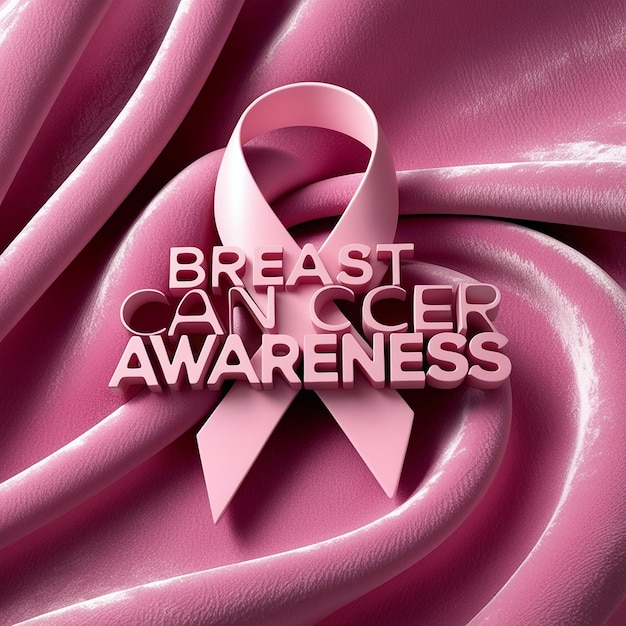 Photo a pink ribbon with the words breast cancer cancer awareness