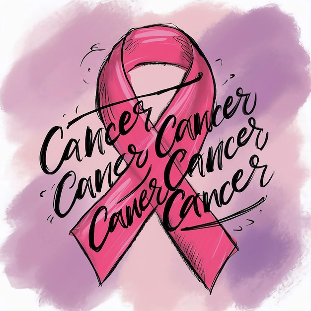 Photo a pink ribbon with the words breast cancer cancer cancer cancer cancer cancer