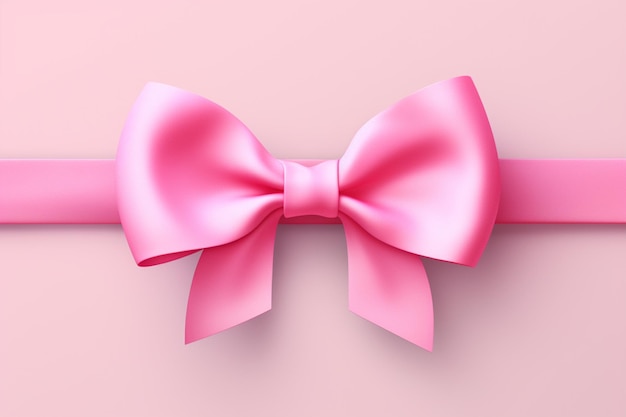 A pink ribbon with a yellow ribbon tied in a bow