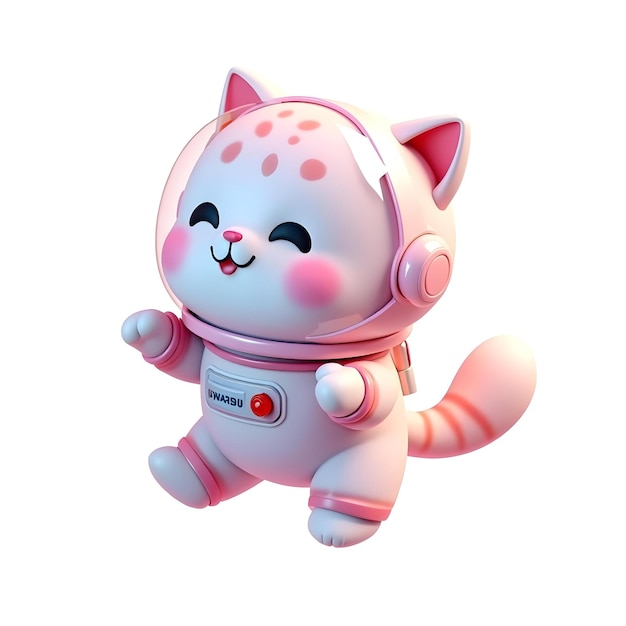 Photo a pink robot that has a pink nose and a white cat on it