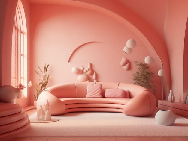 a pink room with a pink bed and a pink bed with a pink and white horse