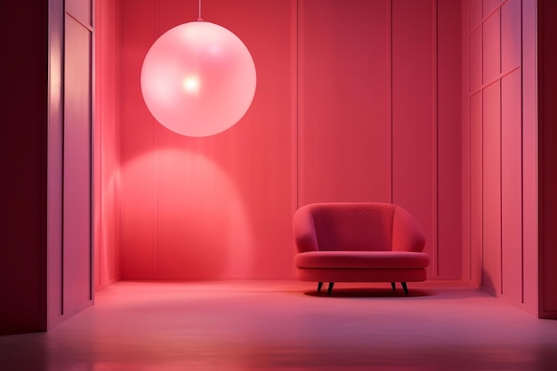 The Pink Room with a Pink Spherical Ball and Soft Lighting Generative Ai