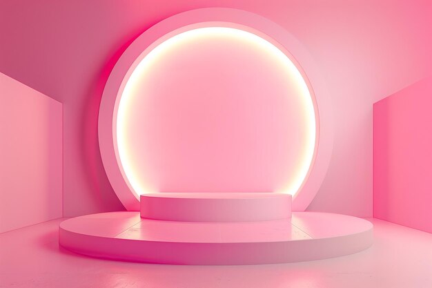 A pink room with a white circle in the middle