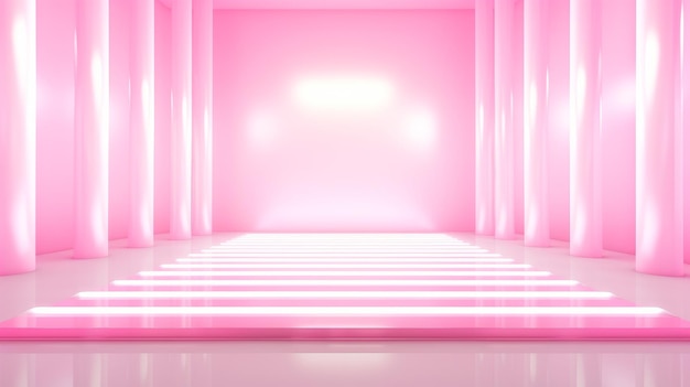 Pink Room With White Floor and Pink Curtains