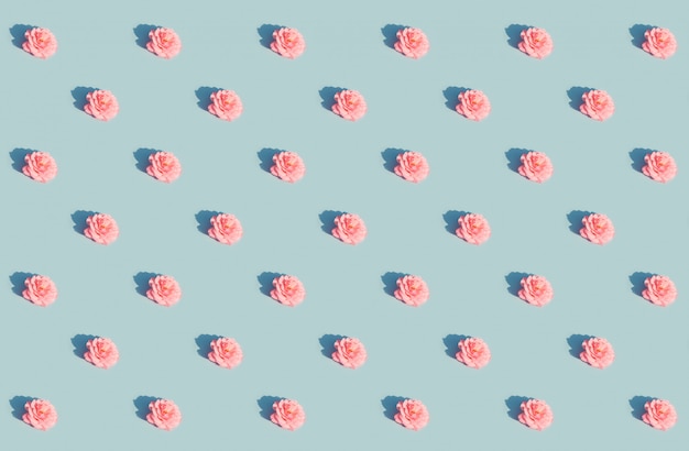 Pink rose on a blue pattern