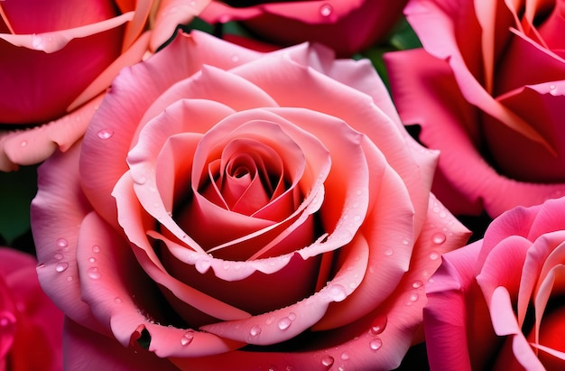 pink rose closeup Generative AI