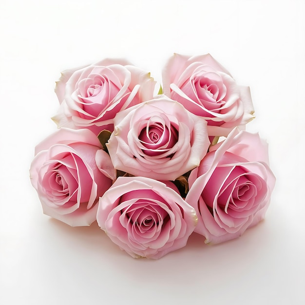 Pink rose flowers isolated on white background with copy space