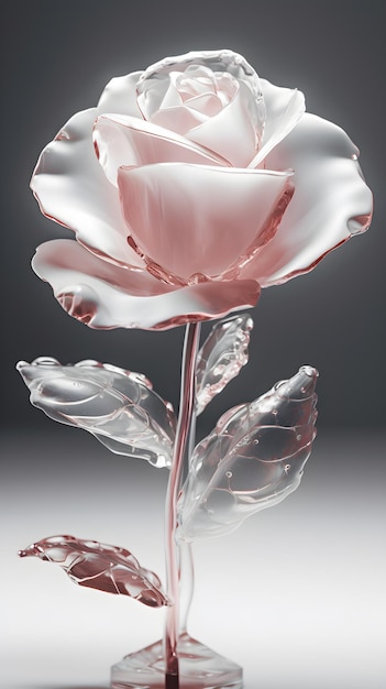 A pink rose in a glass vase