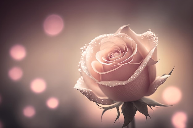 Pink rose light bokeh on background Illustration AI Generative