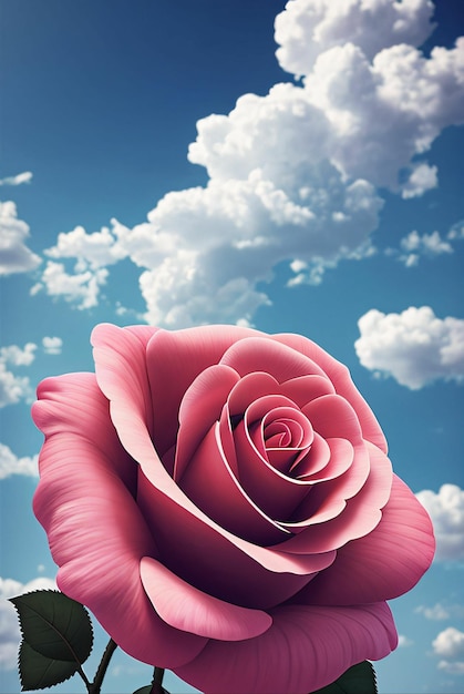 A pink rose in the sky