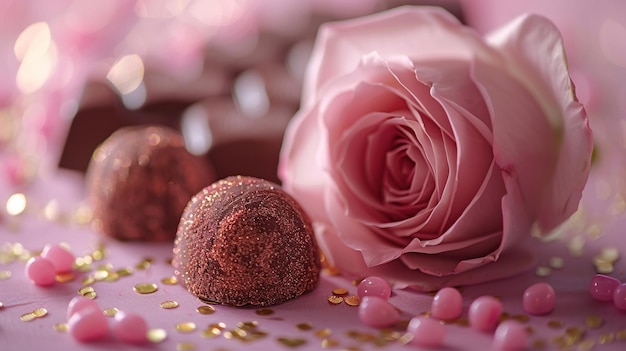 Pink Rose with Chocolate