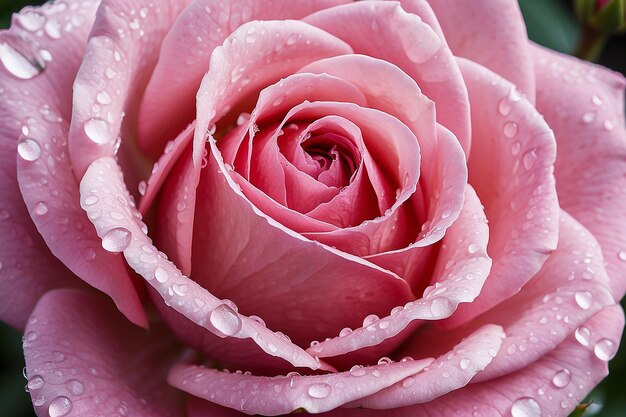 Pink rose with drops macro