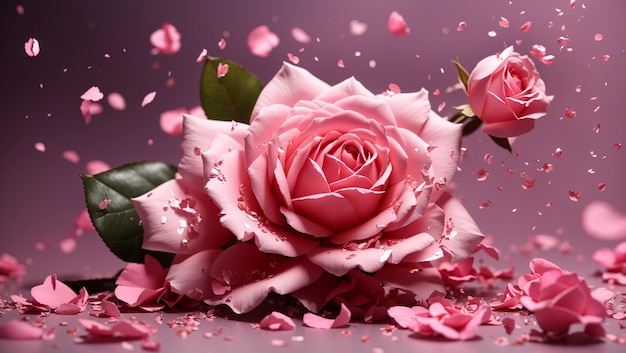 a pink rose with petals that say spring