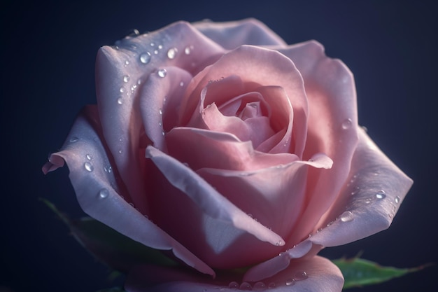 A pink rose with water droplets on it