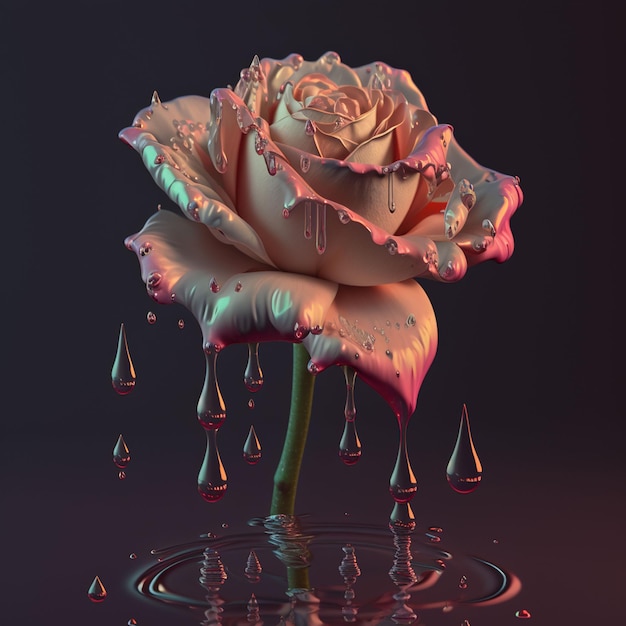 A pink rose with water droplets on it