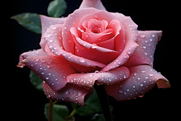 pink rose with water drops Generative AI