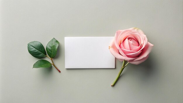 a pink rose with a white card that says quot a card quot