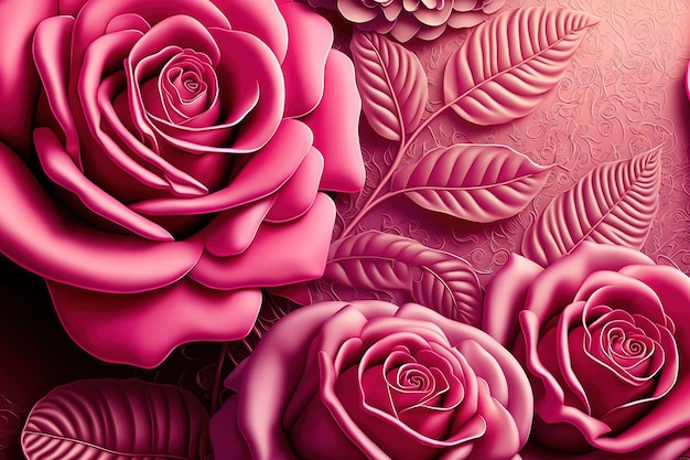 Pink roses on the background Generative AI