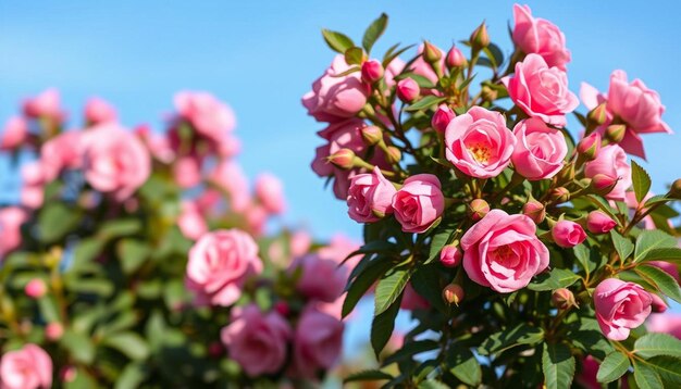 Pink roses and blue sky