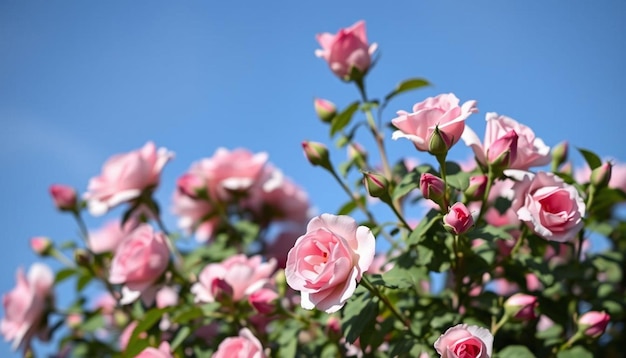 Pink roses and blue sky