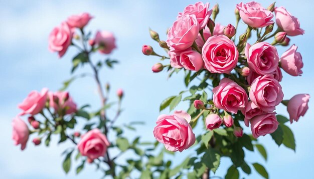 Pink roses and blue sky