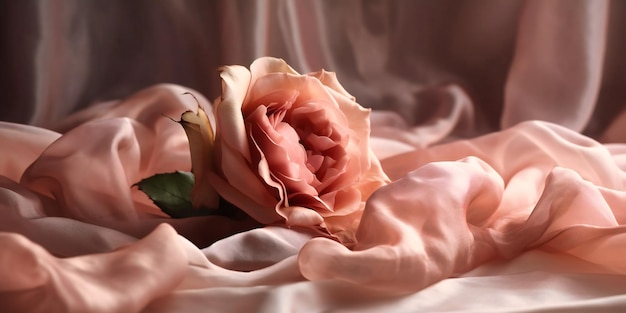 Pink roses by the backdrop of pink fabric