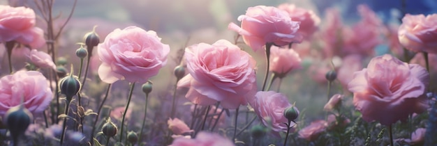 Pink roses in the garden