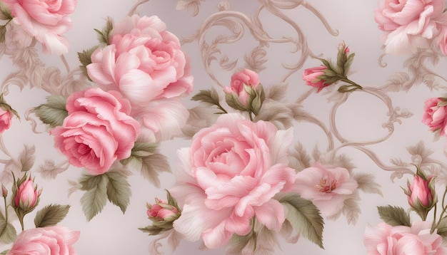 pink roses on a gray background