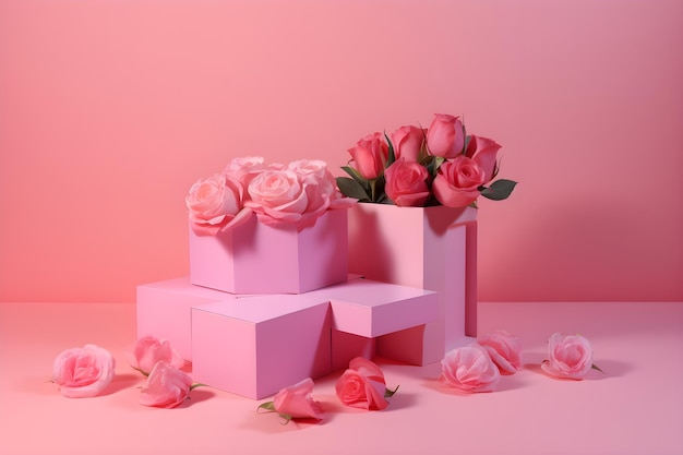 Pink roses on a pink background