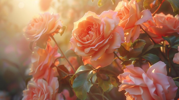 Pink Roses in Soft Sunlight Romantic Floral Arrangement