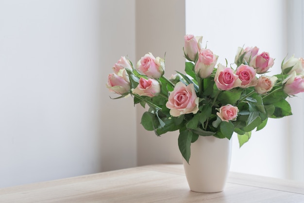 Pink roses in vase