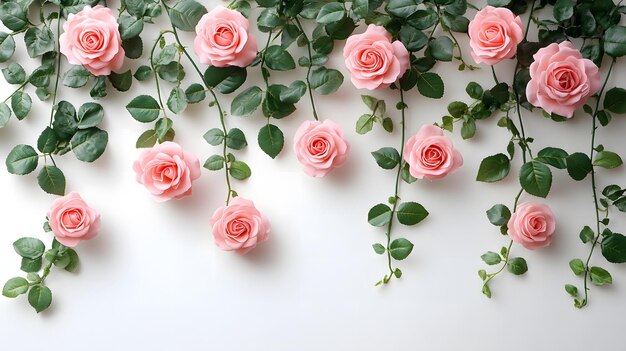 Photo pink roses on white background ai generated