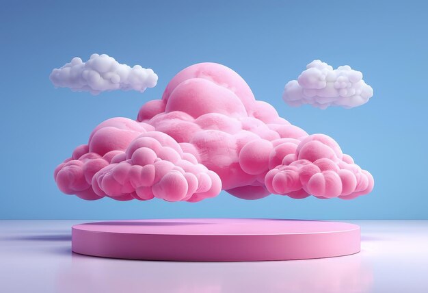 a pink round object with clouds and the words  clouds  on it