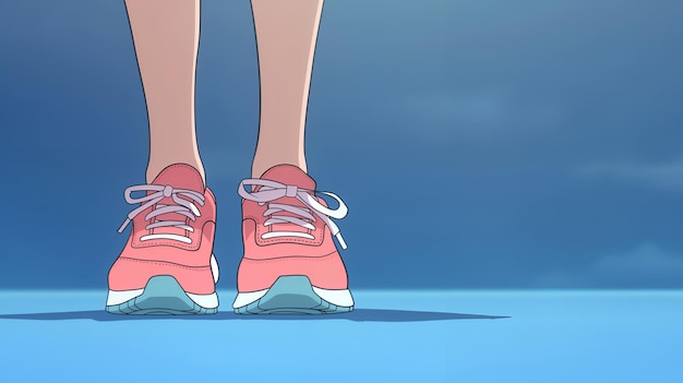 Pink Running Shoes on Blue Background