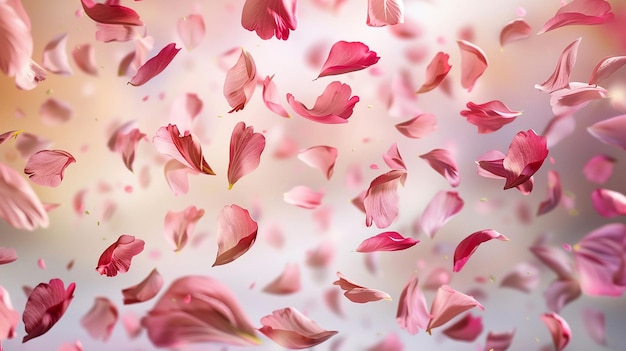 Photo pink sakura falling petals background style