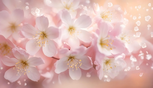 Pink sakura flowers background soft pastel floral pattern delicate petals generative AI