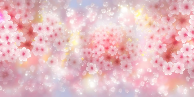 Pink sakura petals background soft pastel floral pattern delicate flowers generative AI