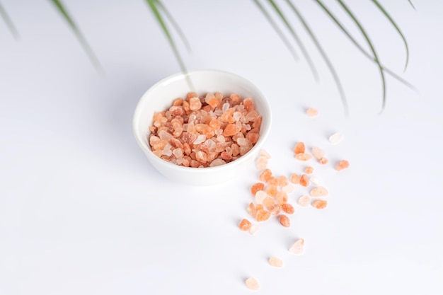 Pink salt from the Himalayas Healthy food or skin care concept