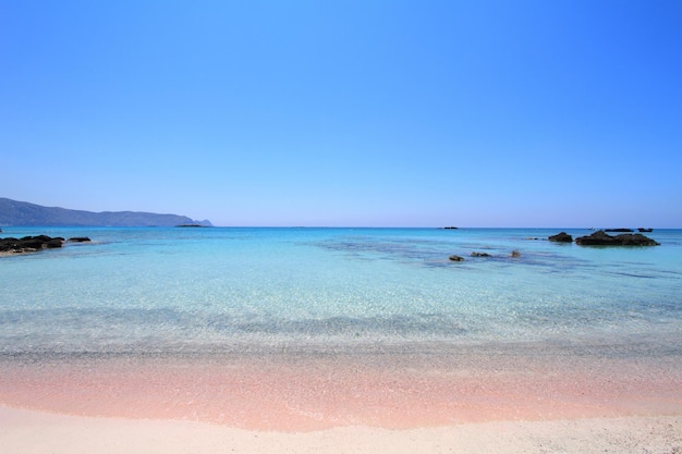 Pink sand beach with crystal waters Elafonisi Crete