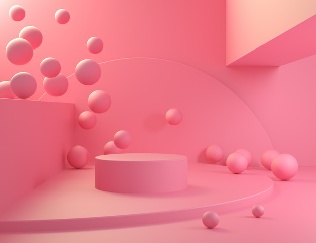 Pink Scene Gradient with Ball Minimal 3d Render