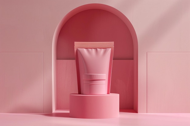 a pink shelf with a pink container that says  a lotion  on it