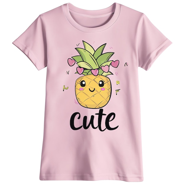 Photo a pink shirt with a cute little pineapple on it