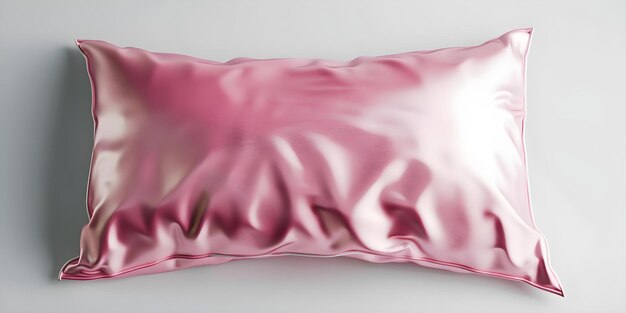 Photo pink silk pillow in 3d on a white background concept 3d rendering pink silk pillow white background