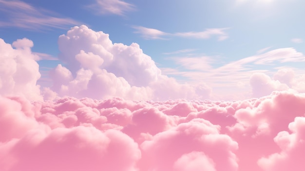 Pink sky background with a pastel colored