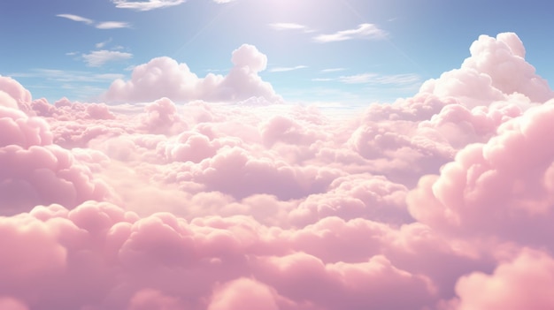 Pink sky background with a pastel colored