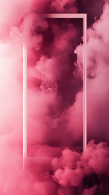 Photo pink smoke with rectangular frame abstract backdrop artistic surreal concept